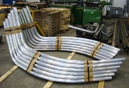 Advanced Bending Technologies compound bends in aluminum pipe.