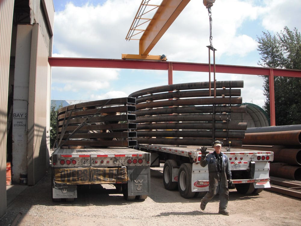 Advanced Bending Technologies architecturally exposed structural steel bends ready to ship.
